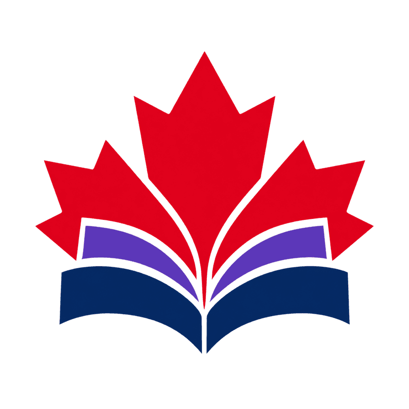 Canadian Professor logo — a red maple leaf formed from the pages of an open book